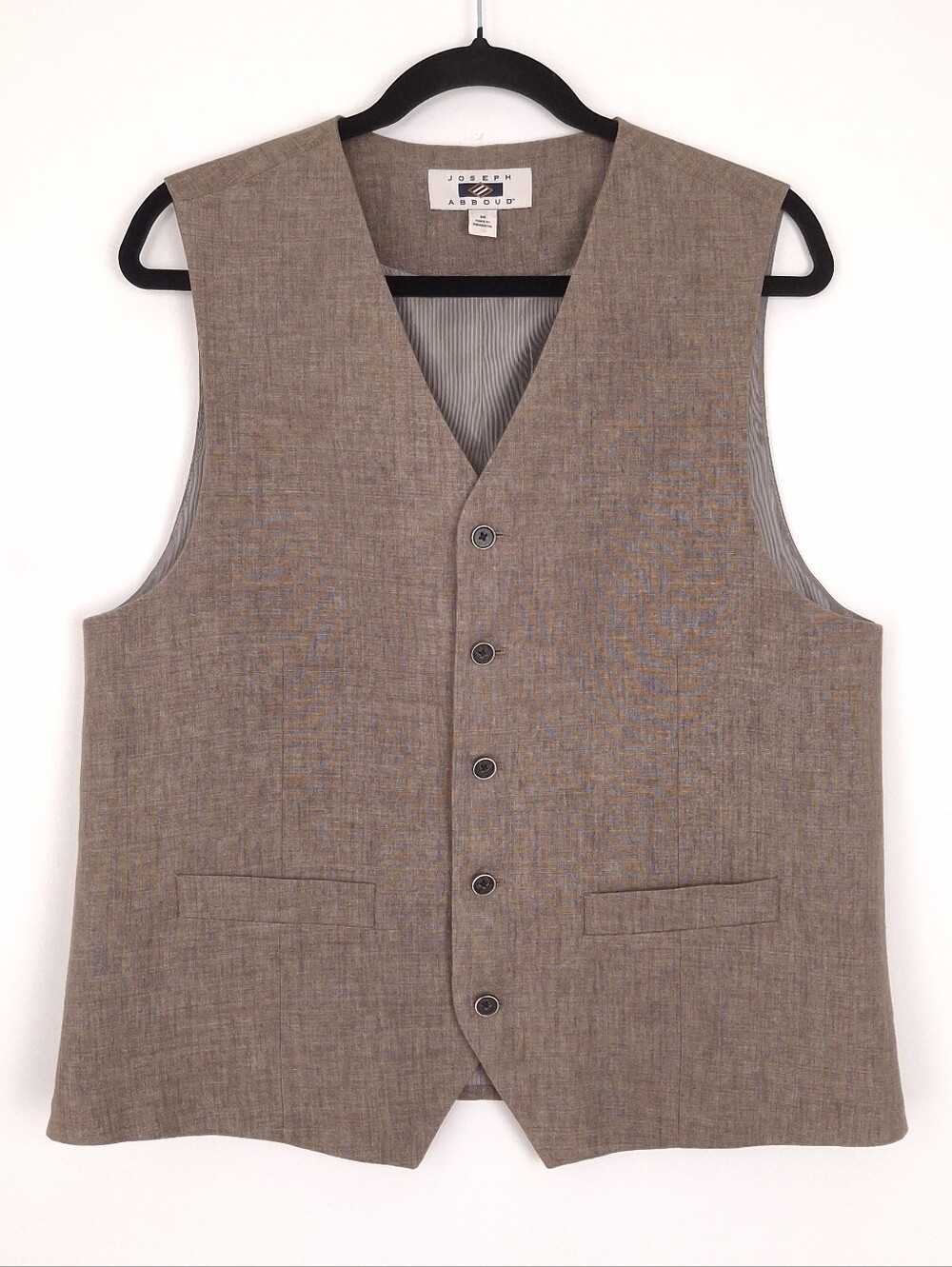 Joseph Abboud 100% linen suit vest waistcoat dressy academia professional beige